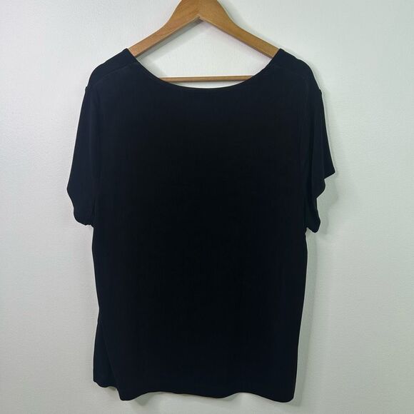 Chicos Travelers Women’s Slinky Knit Travel Black Basic Short Sleeve Top 4 (XXL) - Picture 6 of 9